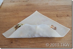 5Spice Egg Rolls wrapper fold 1