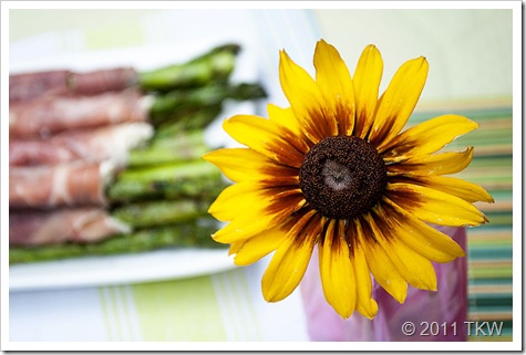 Asparagus, proscuitto and Boursin-flower