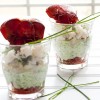 Lobster, Greek Yogurt, tomatoes, Chives, capers, onion, Verrine, lobster verrine recipe, do ahead, easy, food, starter, appetizer, salad, seafood